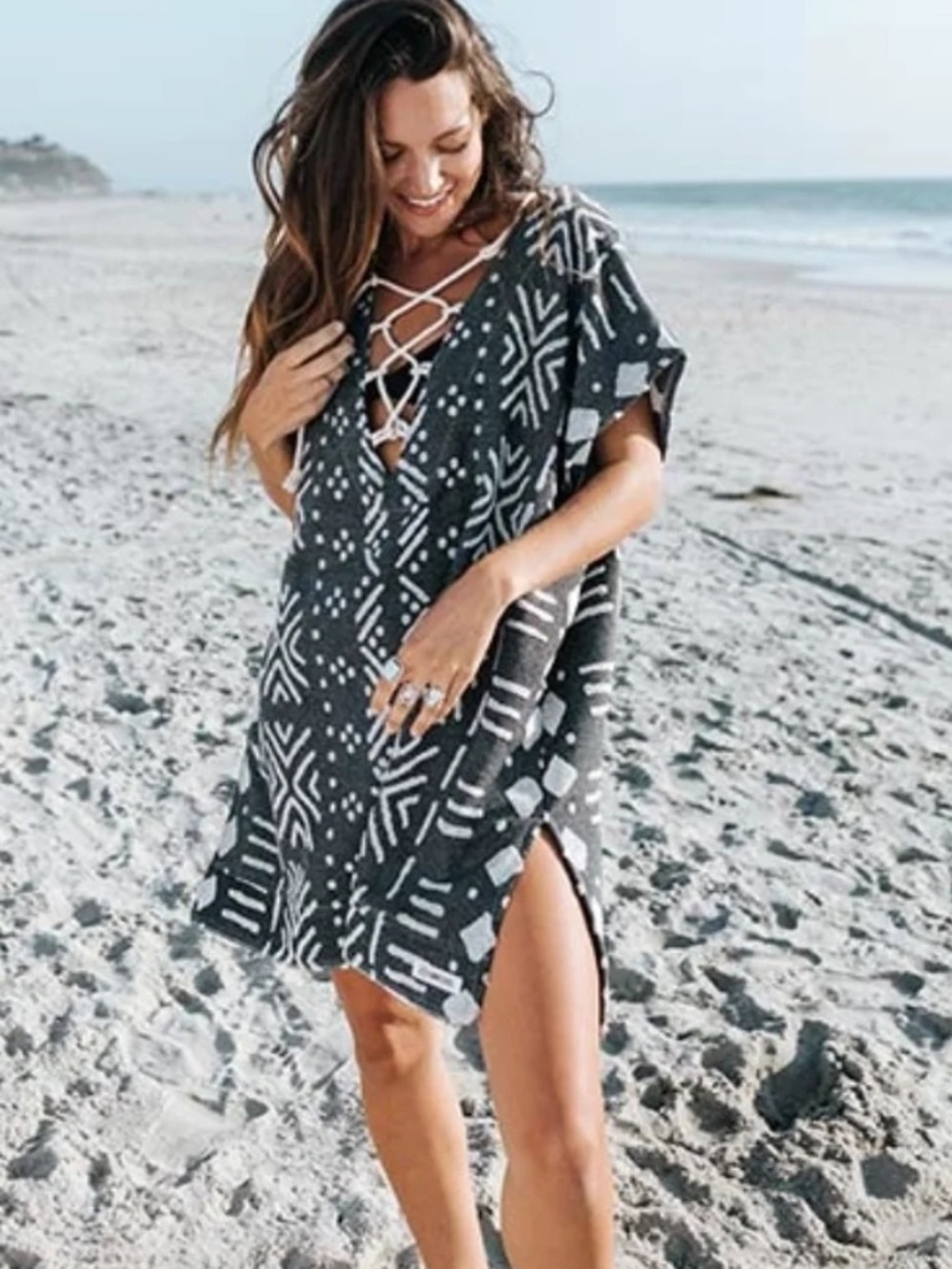 SANDCLOUD Black Adobe 100% Organic Turkish Cotton Cover Up SZ OS